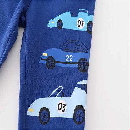 100% Cotton Blue Racing Car Sweatshirt & Pants Set
