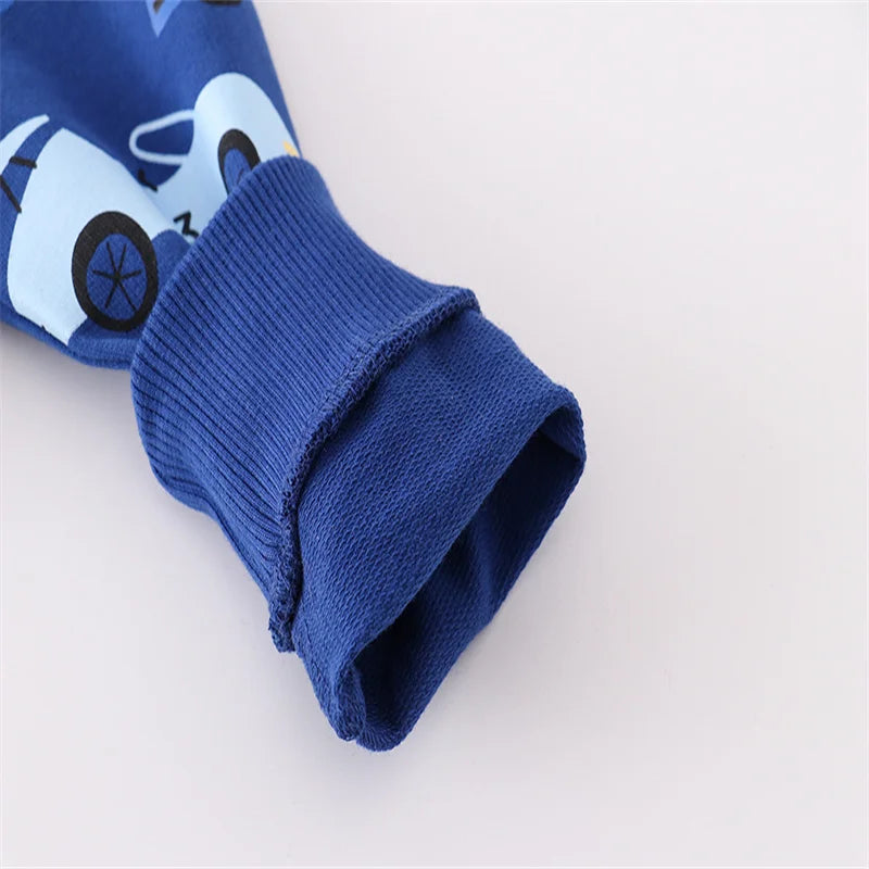 100% Cotton Blue Racing Car Sweatshirt & Pants Set