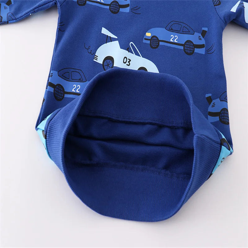100% Cotton Blue Racing Car Sweatshirt & Pants Set