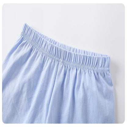 100% Cotton Blue Rainbow Daisy Ruffle Sleeve Top & Shorts Set