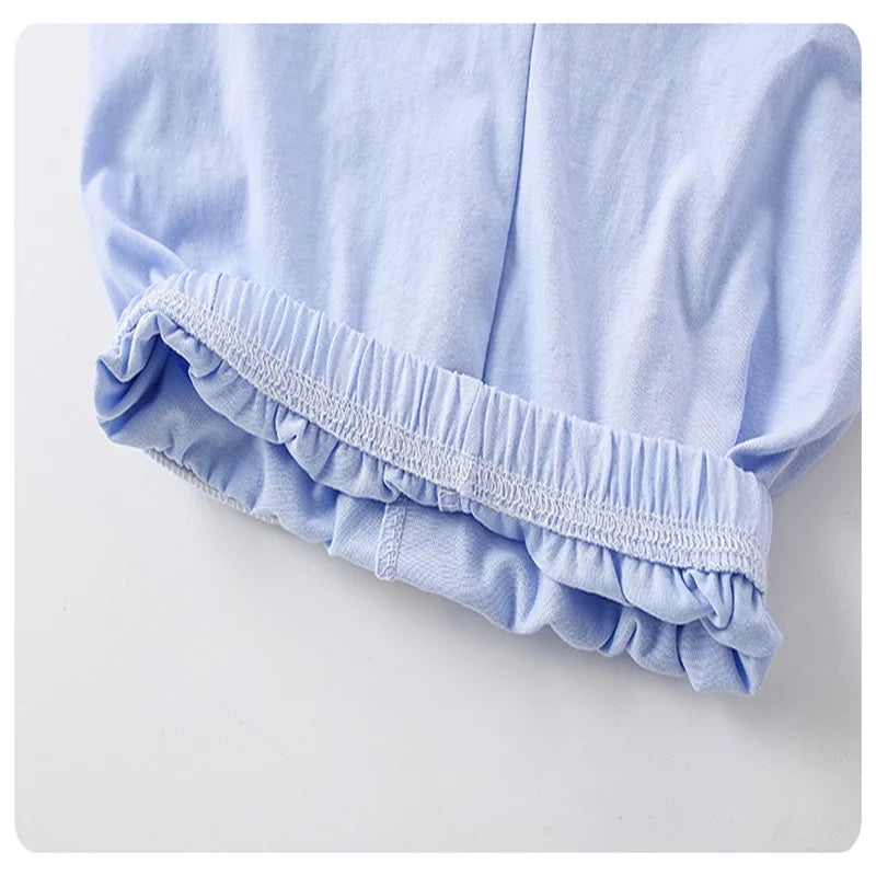 100% Cotton Blue Rainbow Daisy Ruffle Sleeve Top & Shorts Set