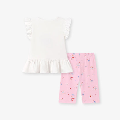 100% Cotton Bunny Ruffle Top & Pink Fairy Leggings