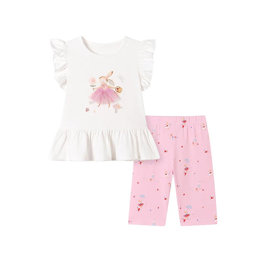 100% Cotton Bunny Ruffle Top & Pink Fairy Leggings