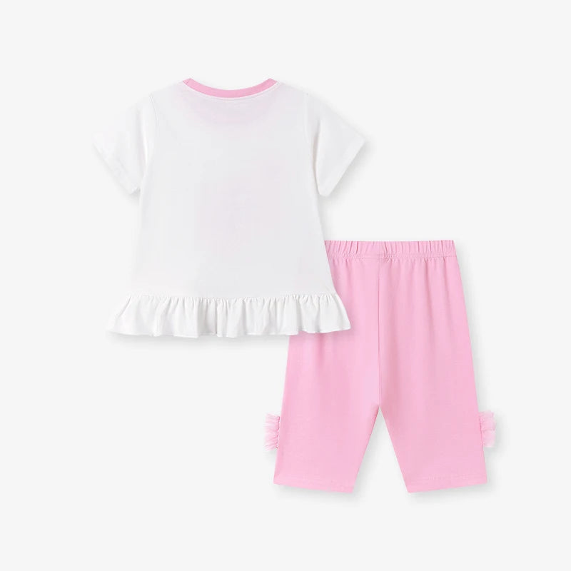 100% Cotton Girls Unicorn Circus Cotton Summer Set – T-Shirt & Capri Pants Outfit