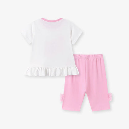 100% Cotton Girls Unicorn Circus Cotton Summer Set – T-Shirt & Capri Pants Outfit
