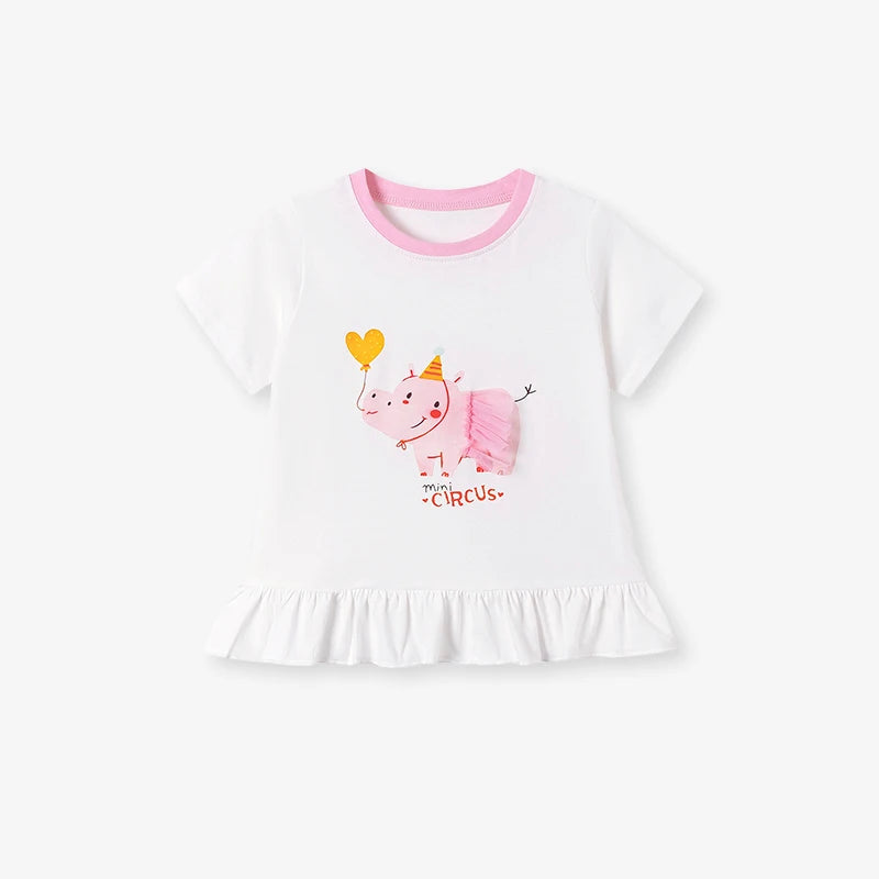 100% Cotton Girls Unicorn Circus Cotton Summer Set – T-Shirt & Capri Pants Outfit
