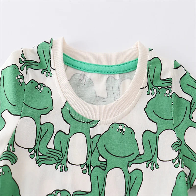 100% Cotton Green Frog Cotton Tee & Shorts Set