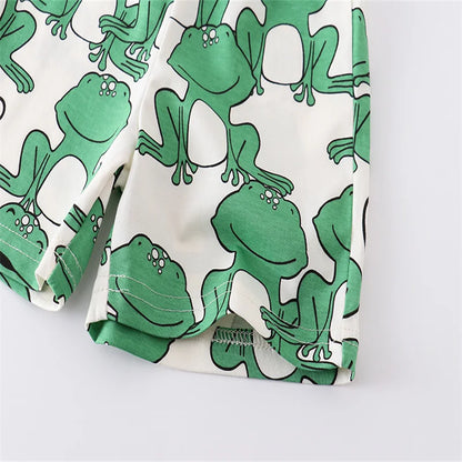 100% Cotton Green Frog Cotton Tee & Shorts Set