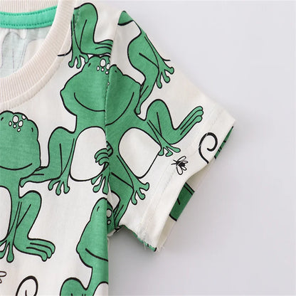 100% Cotton Green Frog Cotton Tee & Shorts Set
