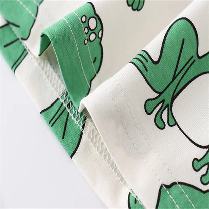 100% Cotton Green Frog Cotton Tee & Shorts Set