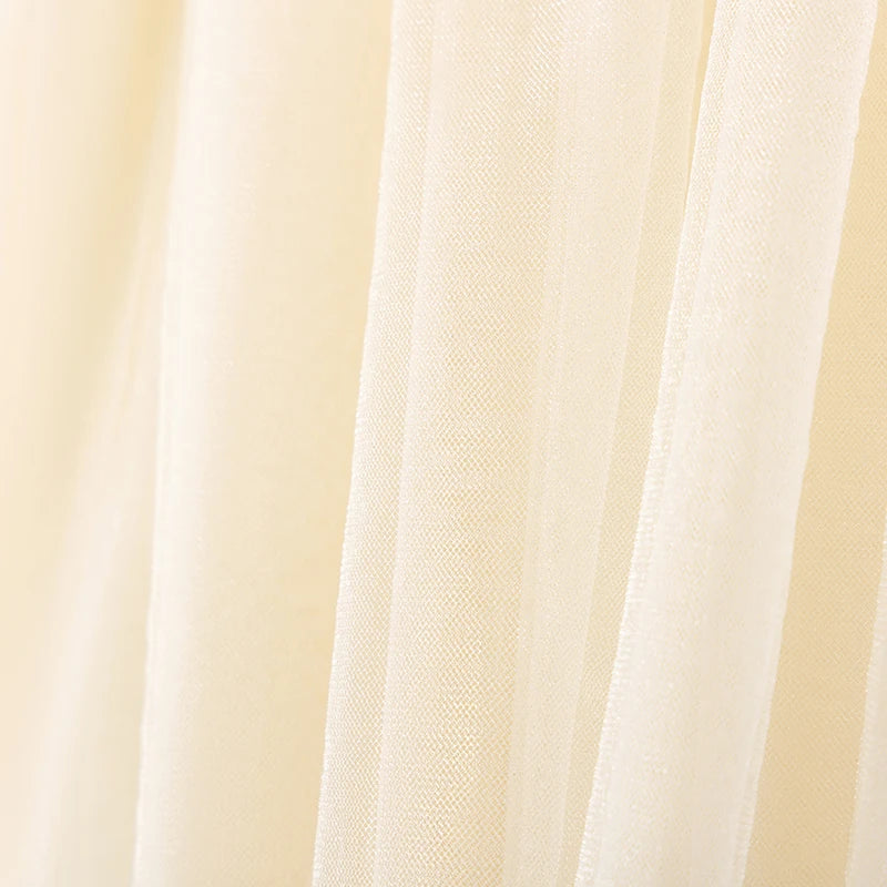 100% Cotton Ivory Tulle Ruffle Neck Dress