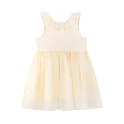 100% Cotton Ivory Tulle Ruffle Neck Dress
