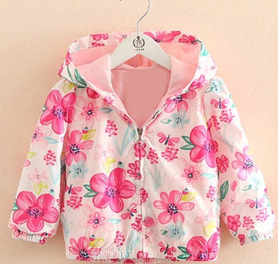 Kids Spring Floral Jacket – Lightweight Hooded Windbreaker