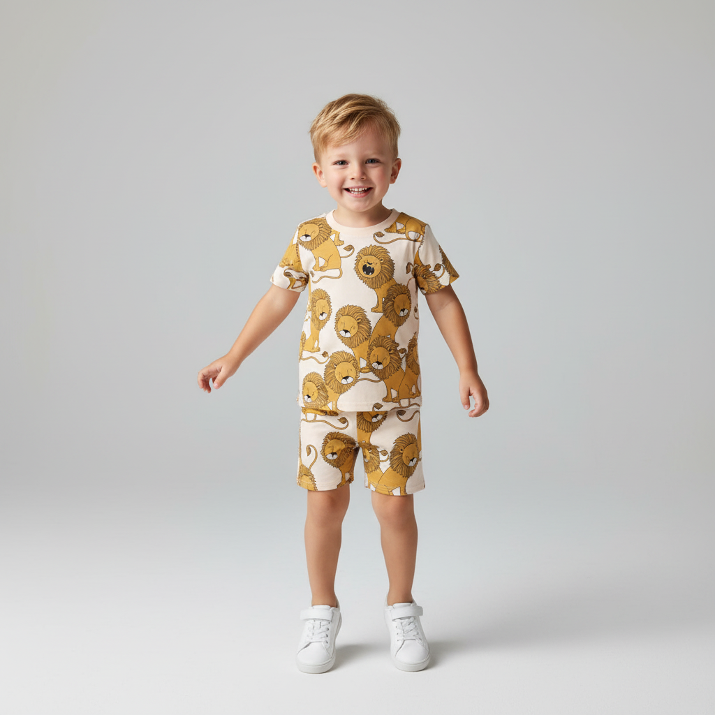 100% Cotton Lion Tee & Shorts Set