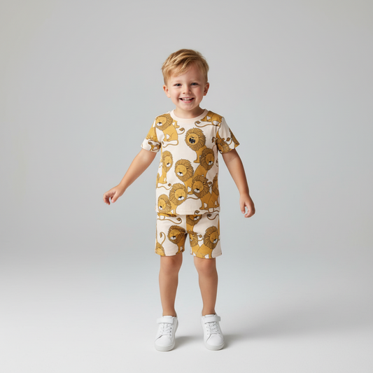 100% Cotton Lion Tee & Shorts Set