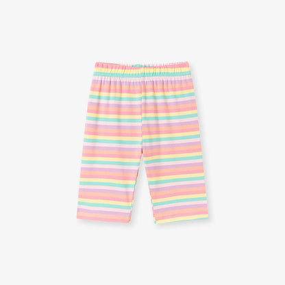 100% Cotton Pastel Striped Shorts & Horse Applique T-Shirt Set
