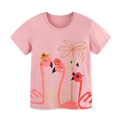 100% Cotton Flamingo Tee & Black Floral Shorts Set
