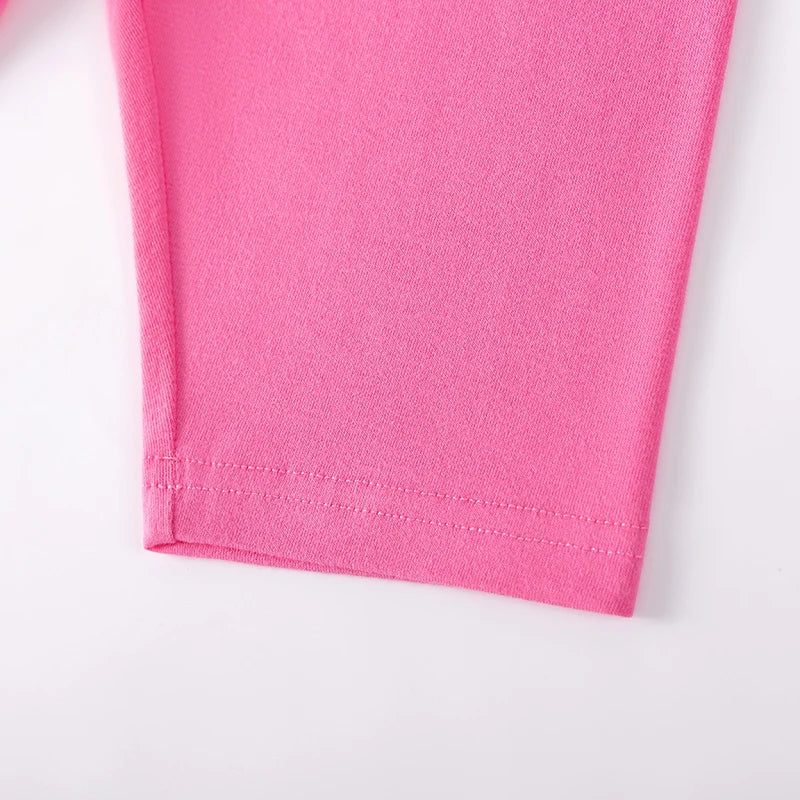 100% Cotton Pink Floral Appliqué Top & Legging Set