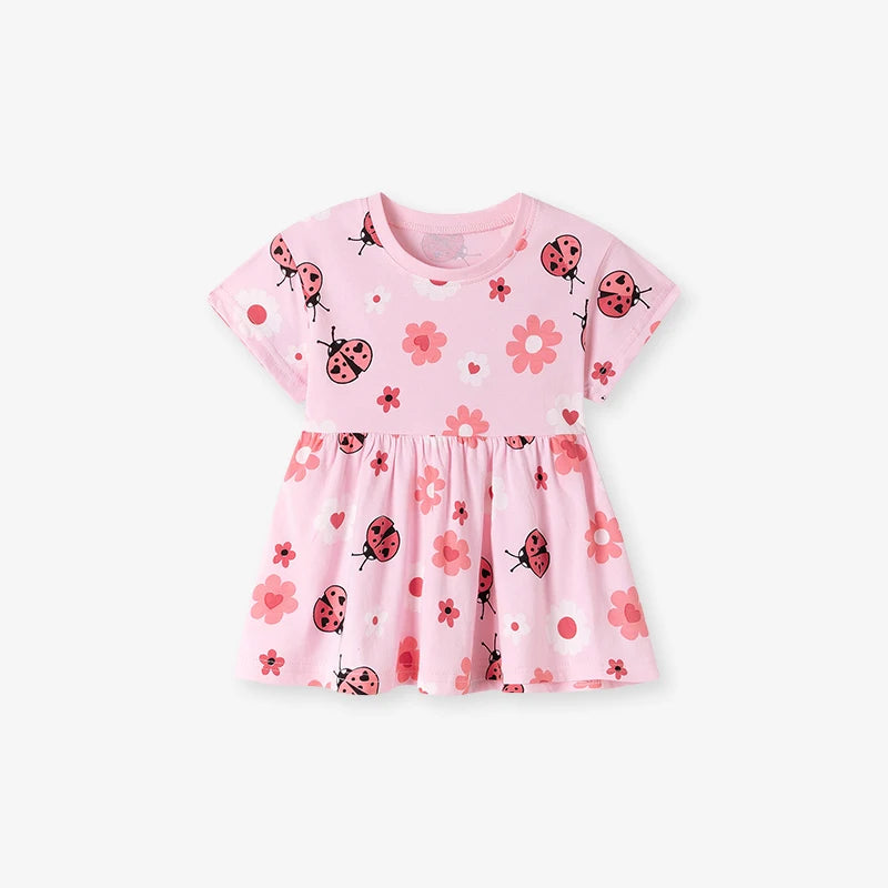 100% Cotton Pink Ladybug Floral Top & Shorts Set