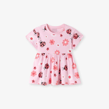 100% Cotton Pink Ladybug Floral Top & Shorts Set