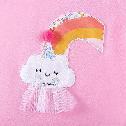 100% Cotton Pink Rainbow Cloud Crop Top & Pastel Ombre Tulle Skirt