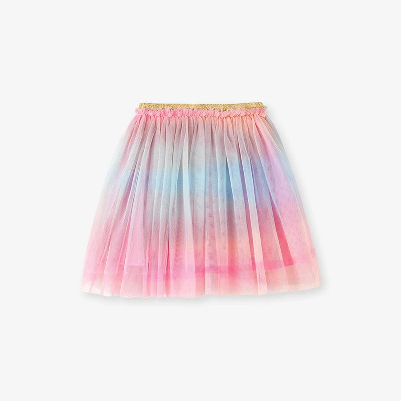 100% Cotton Pink Rainbow Cloud Crop Top & Pastel Ombre Tulle Skirt