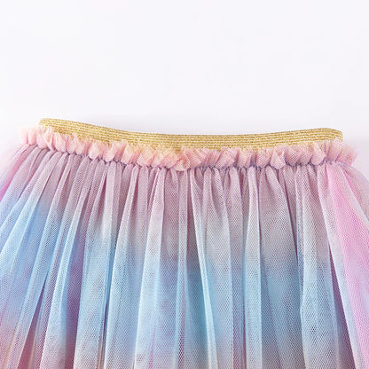 100% Cotton Pink Rainbow Cloud Crop Top & Pastel Ombre Tulle Skirt