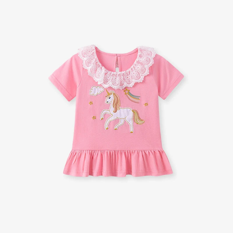 100% Cotton Pink Unicorn Top & Floral Leggings Set