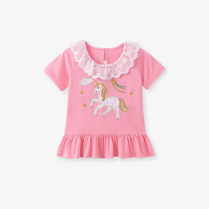 100% Cotton Pink Unicorn Top & Floral Leggings Set