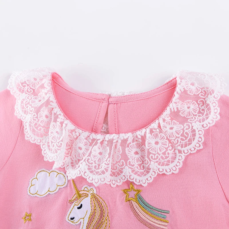100% Cotton Pink Unicorn Top & Floral Leggings Set