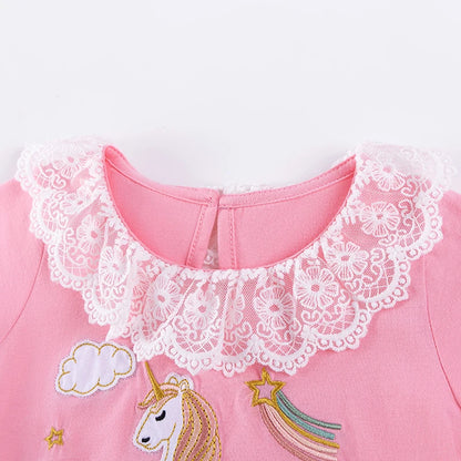 100% Cotton Pink Unicorn Top & Floral Leggings Set
