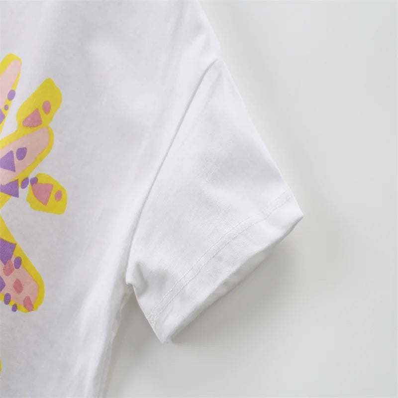 100% Cotton Sunshine Graphic Tee & Pastel Swirl Shorts Set