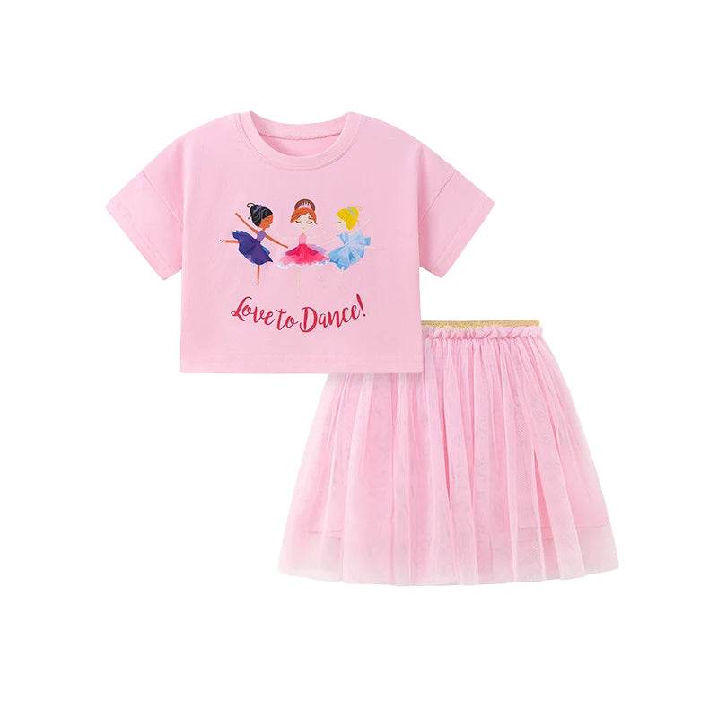 100% Cotton Tinker Bell Ballerina Tee & Pink Tulle Skirt Set