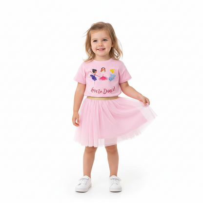 100% Cotton Tinker Bell Ballerina Tee & Pink Tulle Skirt Set