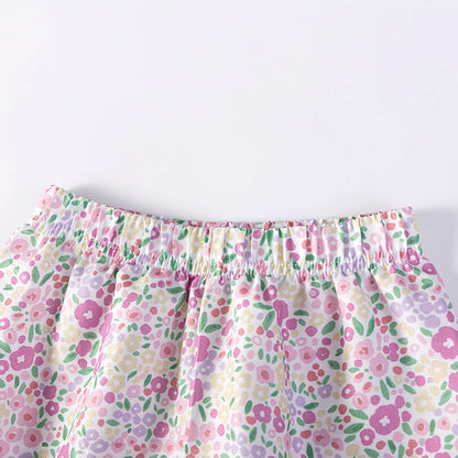 100% Cotton Unicorn Floral Print Pink Top & Shorts Set