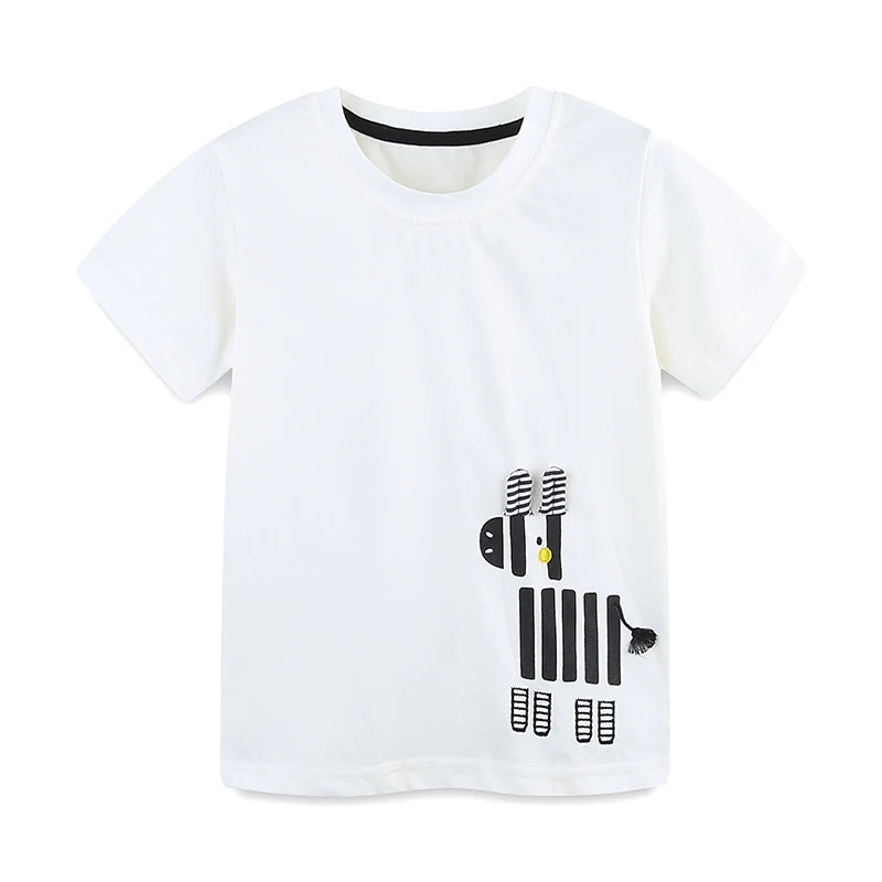 100% Cotton Zebra Print Tee & Striped Cotton Drawstring Shorts