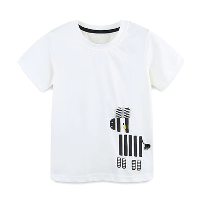 100% Cotton Zebra Print Tee & Striped Cotton Drawstring Shorts