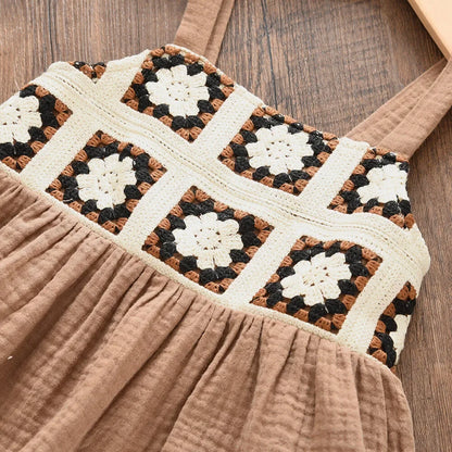 100% Cotton Crochet Floral Top & Wide Leg Pants Set