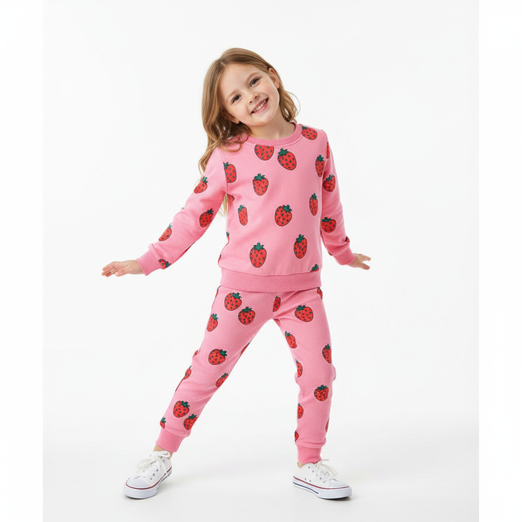 Pink Strawberry Sweatshirt & Joggers Set