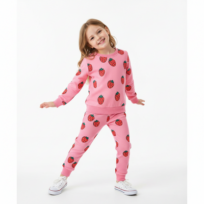 Pink Strawberry Sweatshirt & Joggers Set