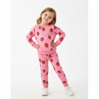 Pink Strawberry Sweatshirt & Joggers Set