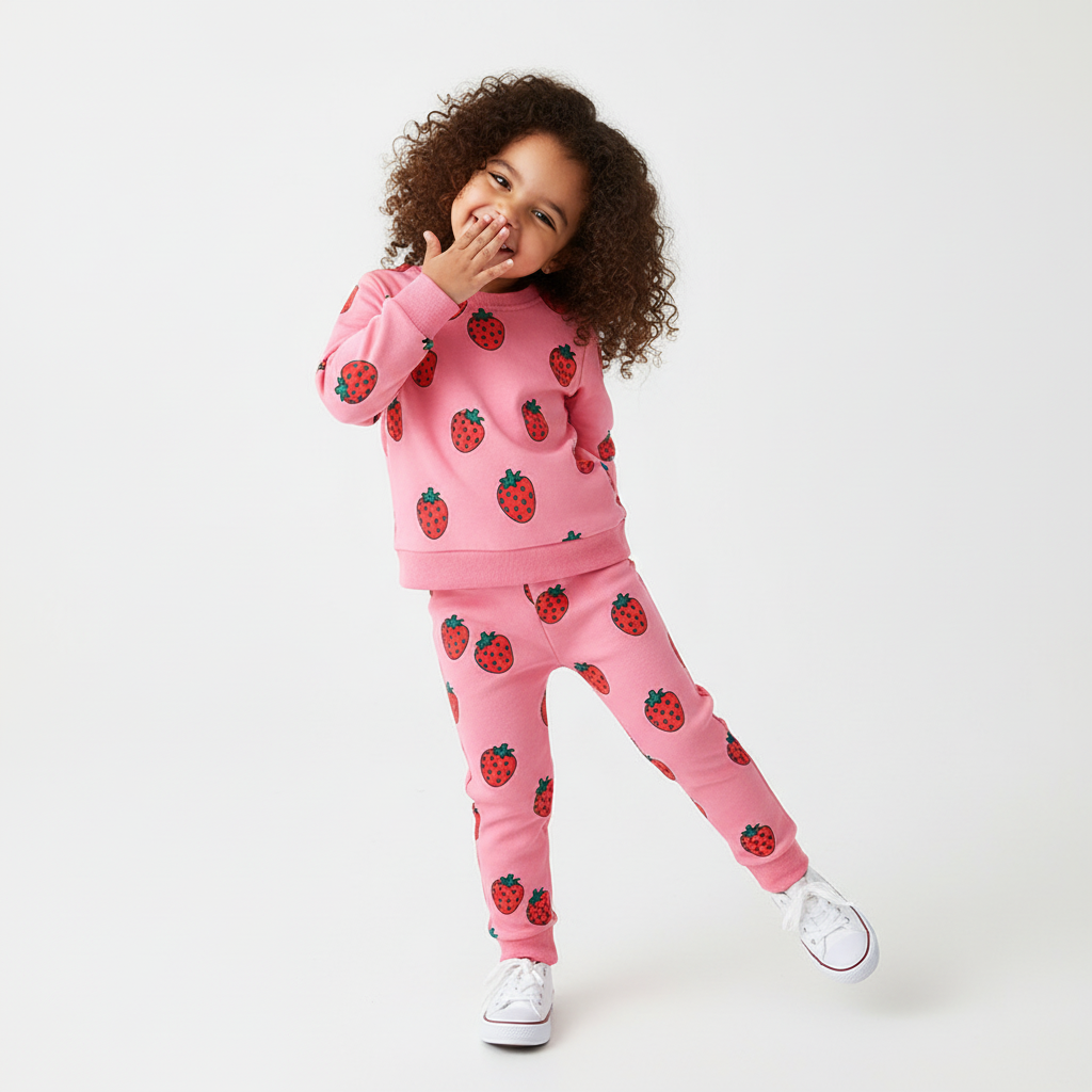 Pink Strawberry Sweatshirt & Joggers Set