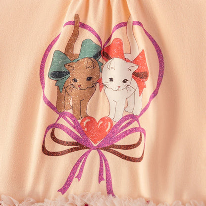 100% Cotton Heart Bow Tulle Dress
