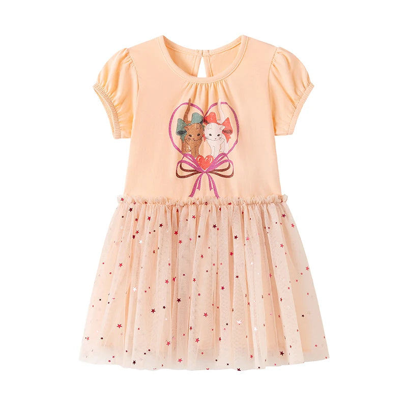100% Cotton Heart Bow Tulle Dress