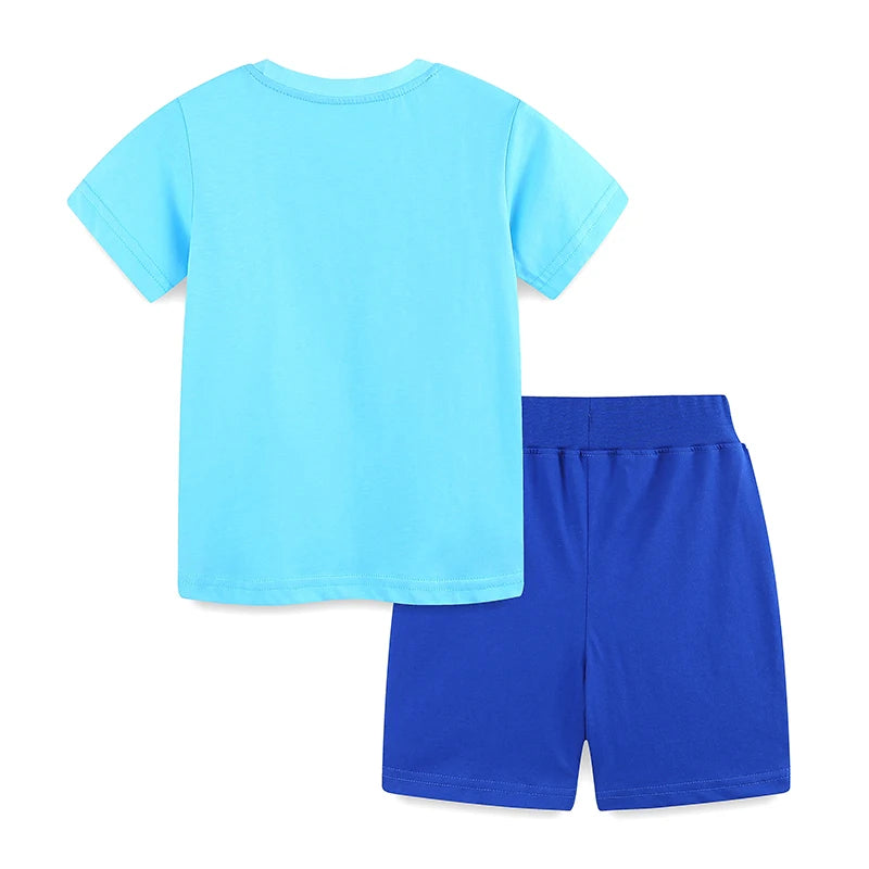 100% Cotton Crocodile On Excavator Tee & Blue Shorts Set