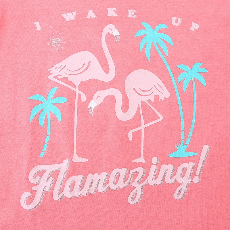 100% Cotton Flamingo Tee & Shorts Set