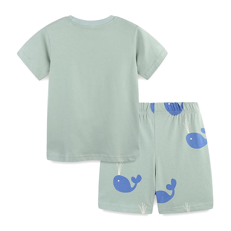 100% Cotton Ocean Vibes Whale T-Shirt & Shorts Set