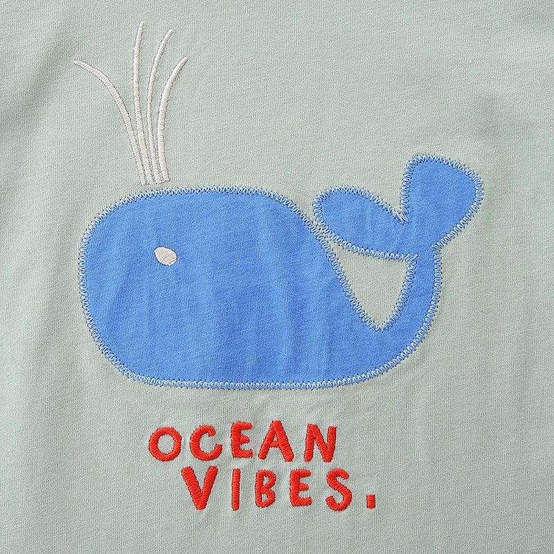 100% Cotton Ocean Vibes Whale T-Shirt & Shorts Set