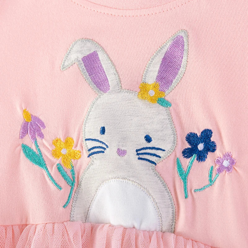 100% Cotton Bunny Applique Tulle Dress