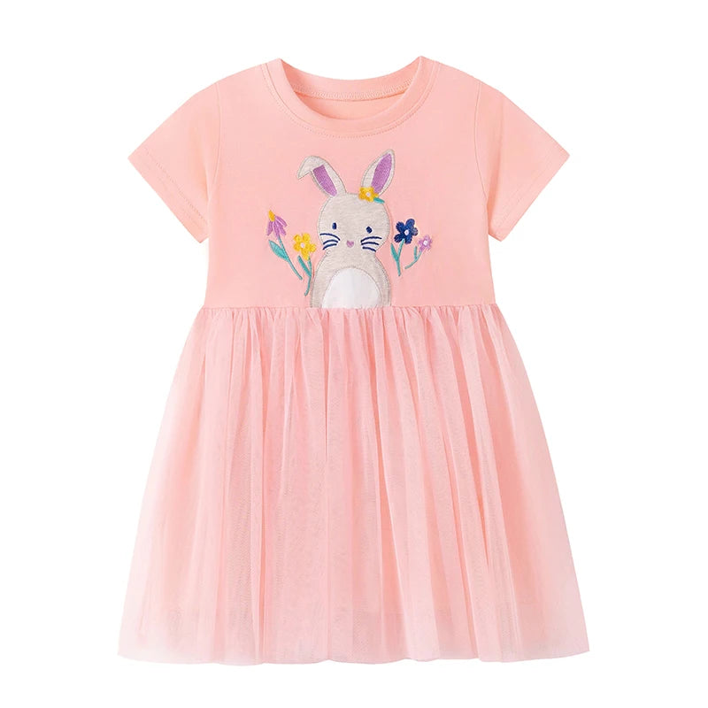 100% Cotton Bunny Applique Tulle Dress